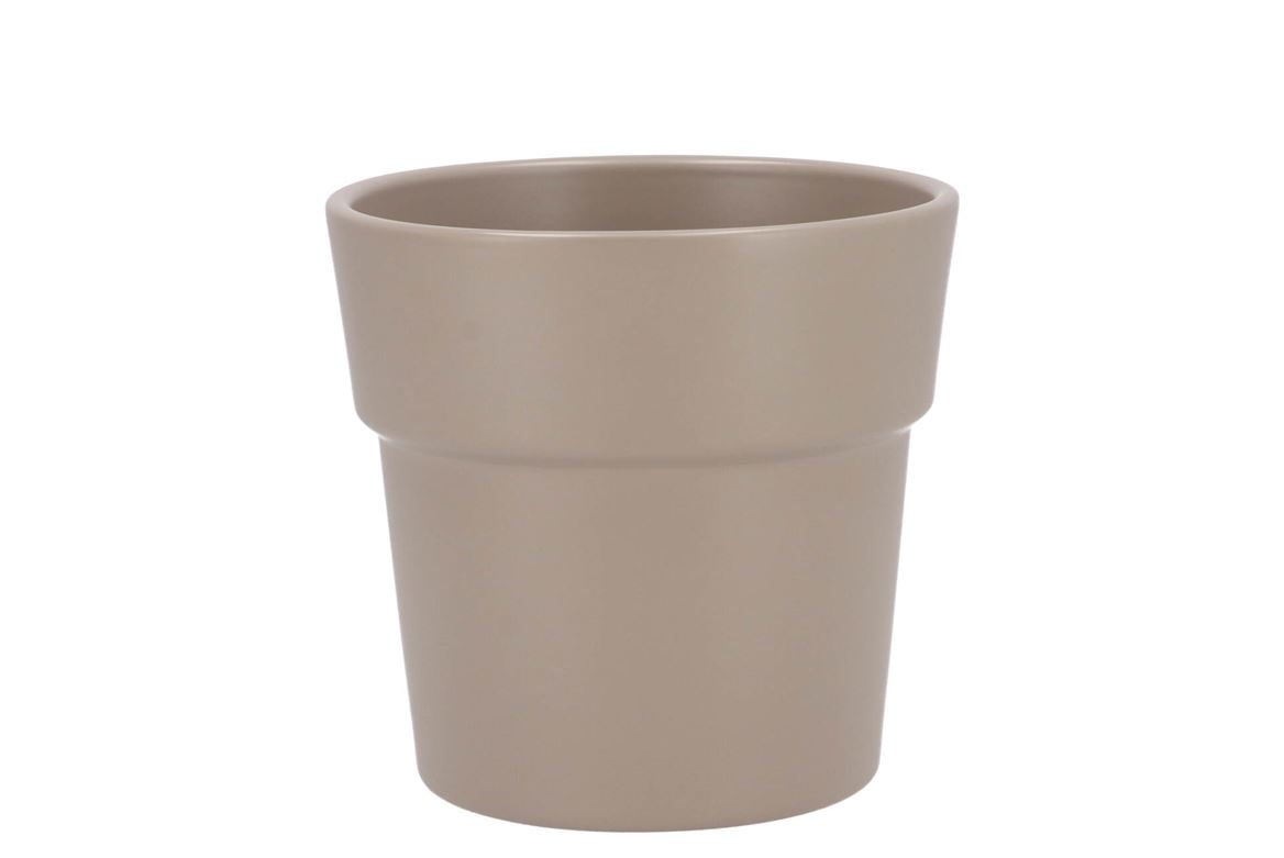 Ceramic Taupe Matt Pot Orchid Edge 13x12,5cm