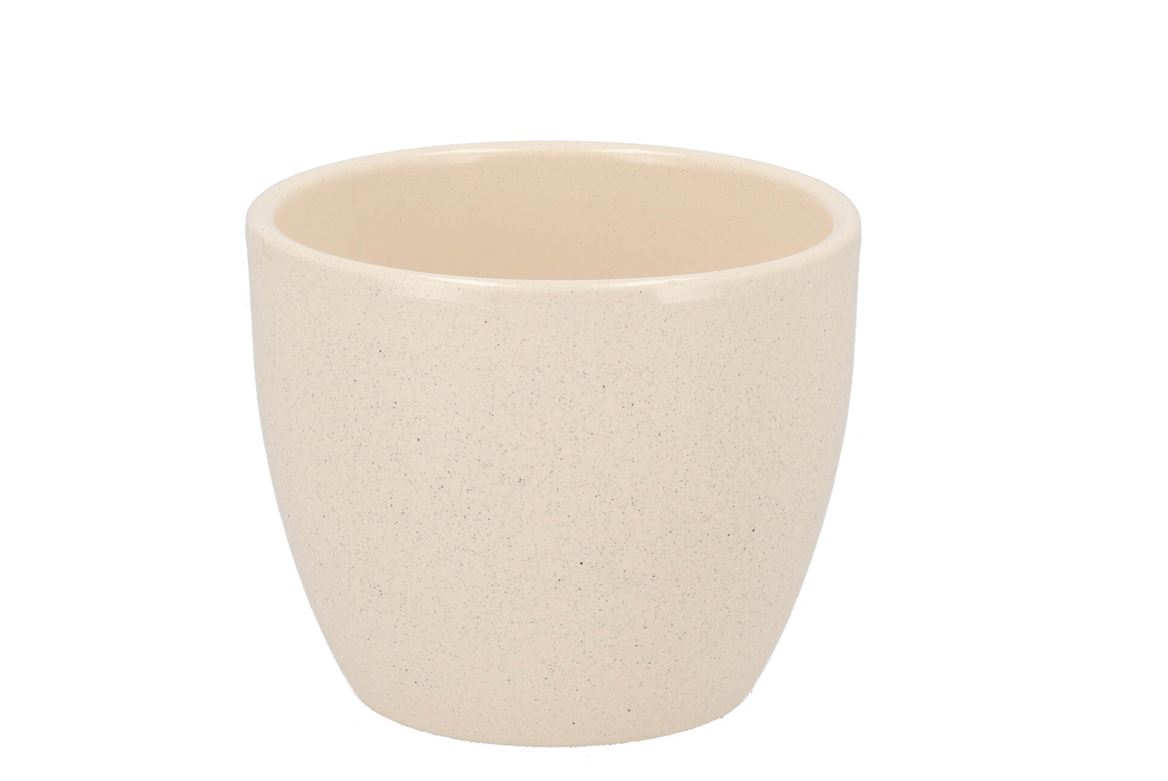 Ceramic Beige Stone Pot 10x8,5cm