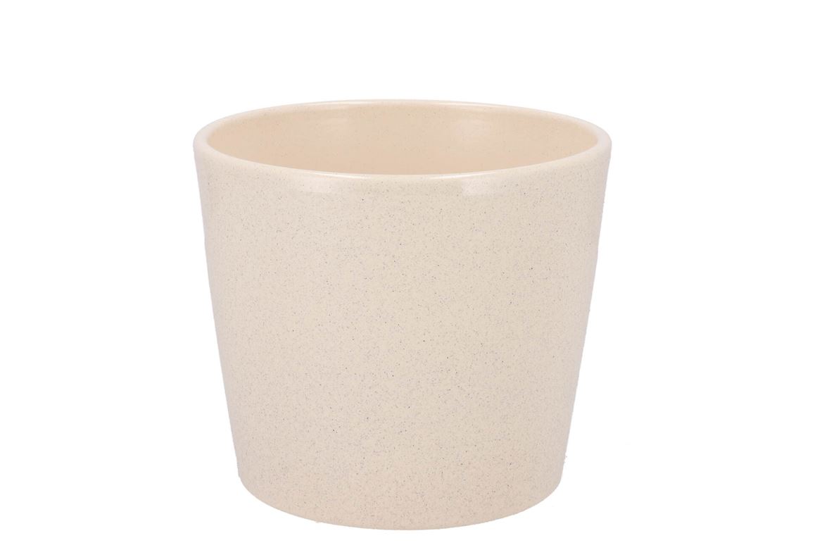 Ceramic Beige Stone Pot 13x12cm