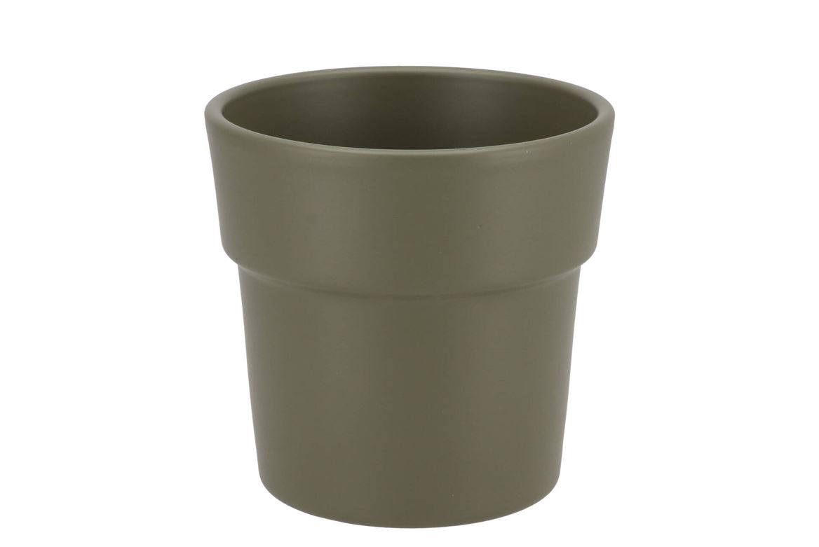 Ceramic Capers Green Matt Pot Orchid Edge 13x12,5cm