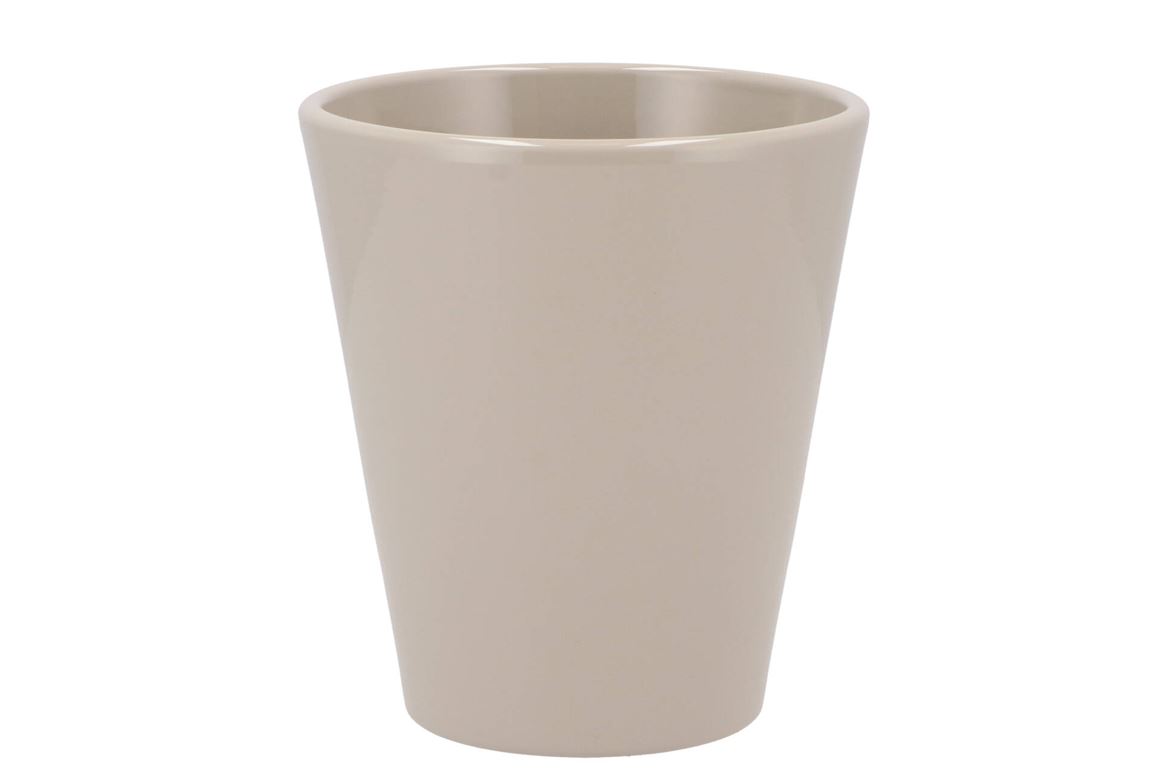 Ceramic Shiny Taupe Pot Orchid 15x15cm Nm
