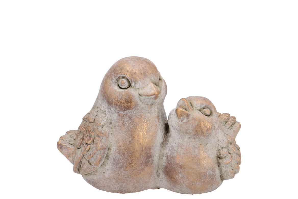 Concrete Golden Birds 16x10x12cm Nm