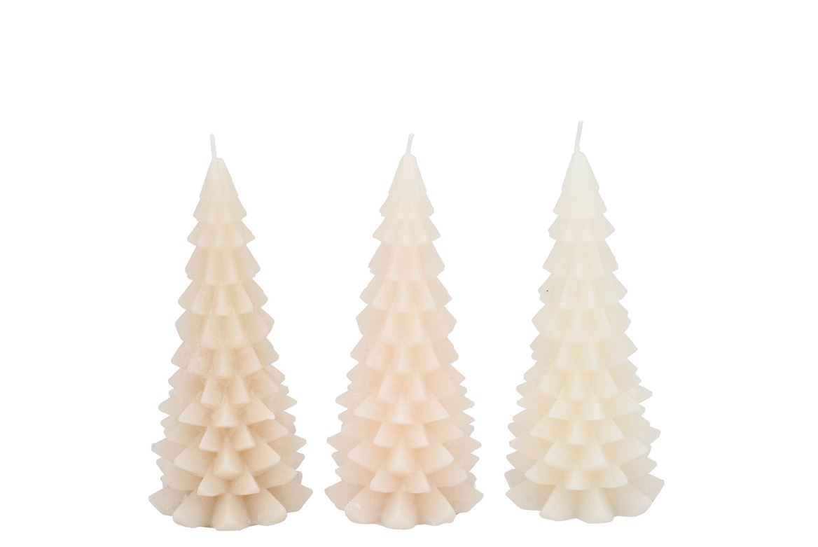 Candle Frosty X-mas Tree Cozy Sand Mix 6x12cm Ass