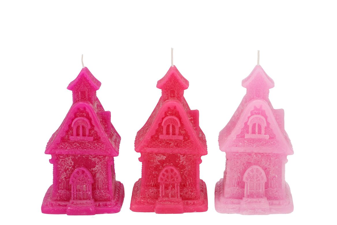 Candle Frosty Gingerbread House Jolly Pink Mix 8x9x15cm Nm