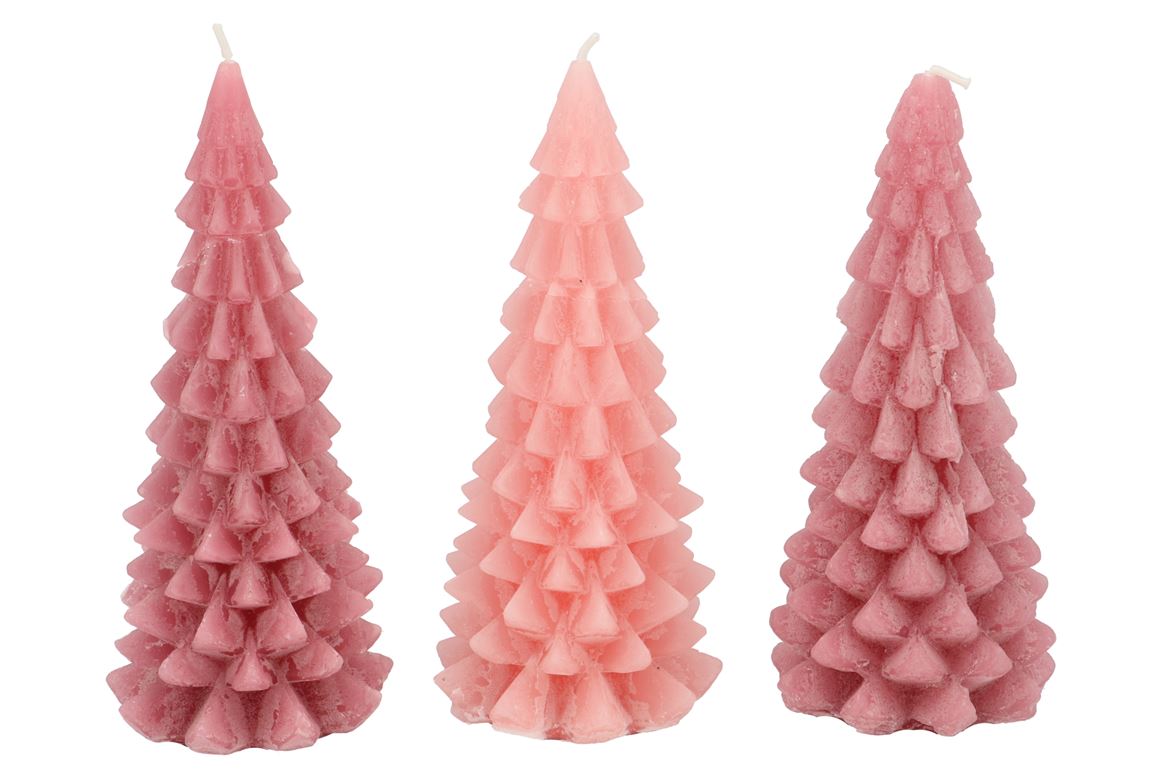 Candle Frosty X-mas Tree Sweets Pink Mix 9x20cm Ass Nm