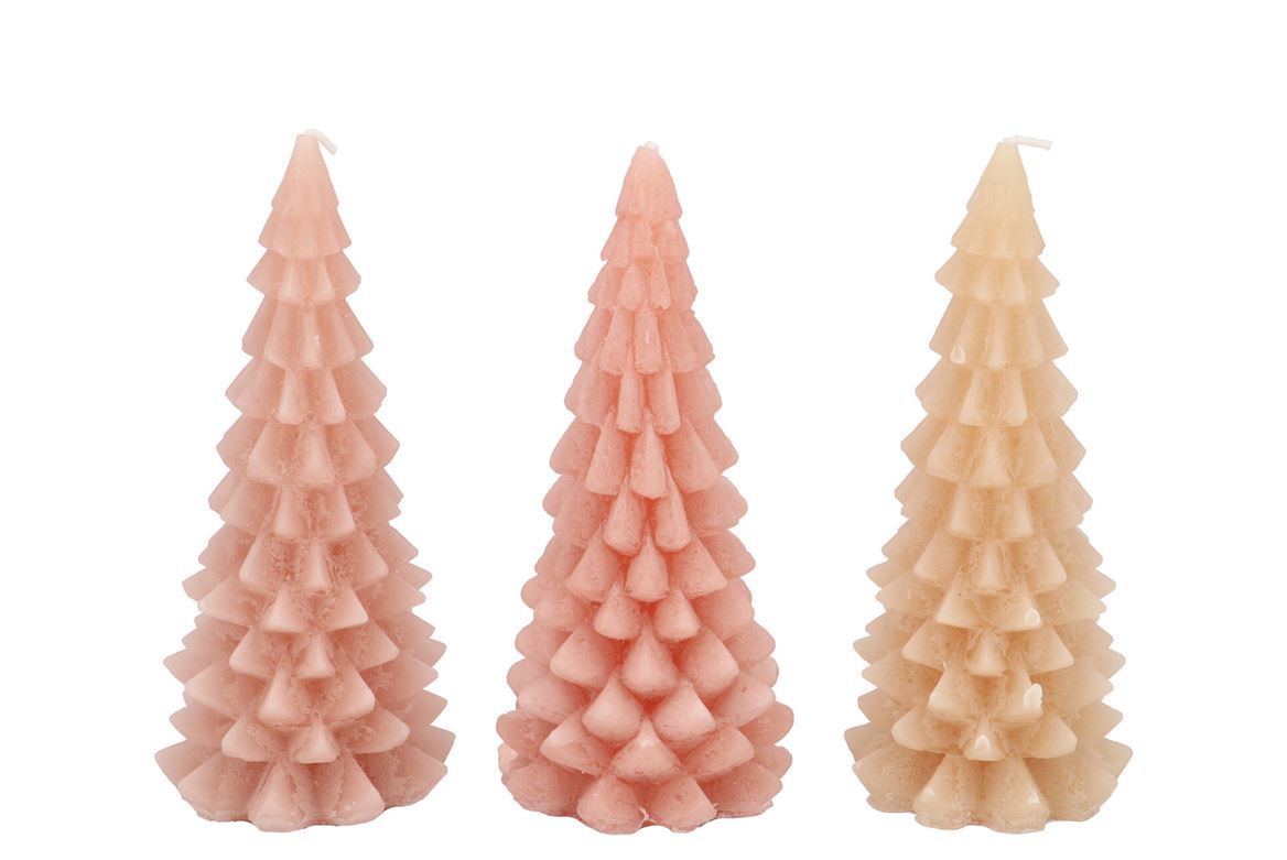 Candle Frosty X-mas Tree Warm Sand Mix 8x16cm Ass Nm