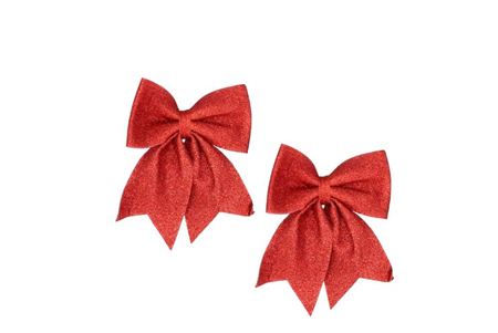 Deco Shine Bow Jolly Red 12x13cm P/2