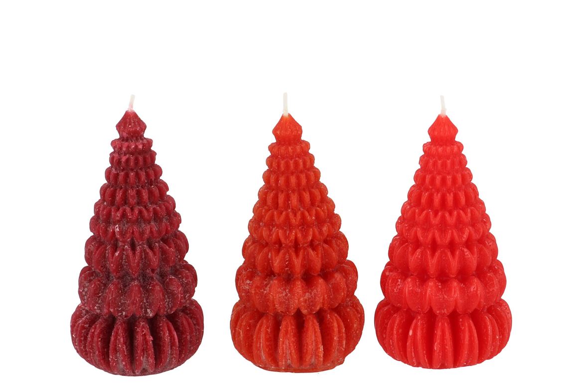 Candle Frosty Pagoda Tree Wild Red Mix Ass 7x14cm Ass