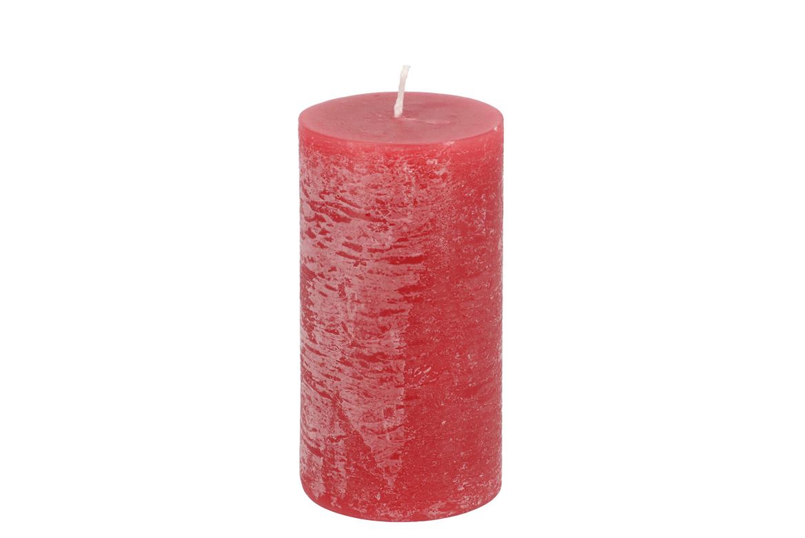 Candle Rustic Pillar Red 7x13cm