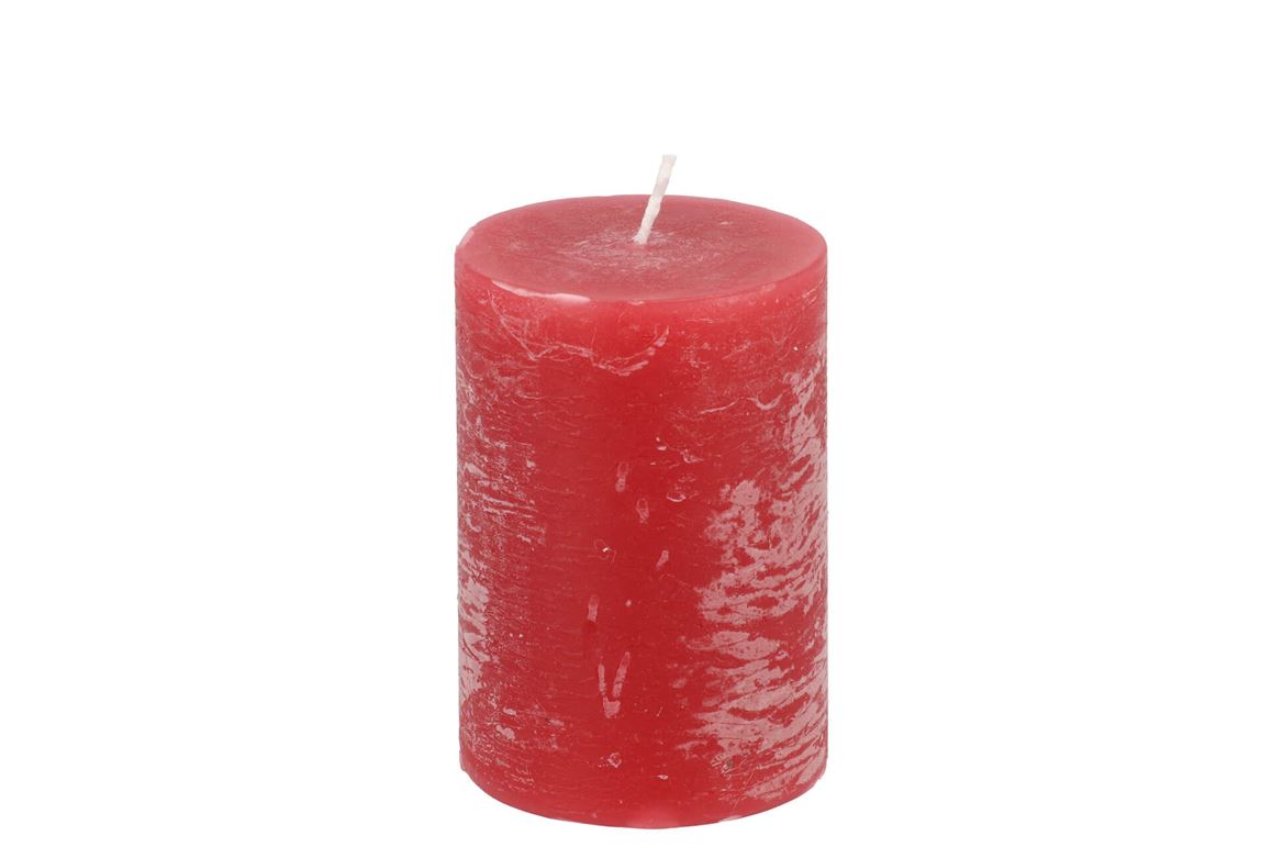Candle Rustic Pillar Red 7x10cm