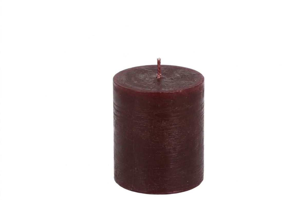 Candle Rustic Pillar Burgundy 7x8cm
